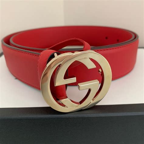 gucci belts fake red leather|red gucci belt with buckle.